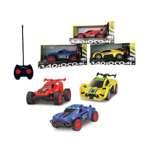 Radiocom -  Auto Race RC cm. 16
misura: 16*8*5 cm 
RC 27 Mhz, 7 funzioni
assortimenti: auto sportiva, buggy e pick up, 1 colore per modello